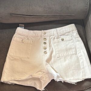 BDG High Waist White Button-Up Shorts